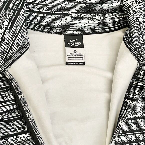 Nike Long Sleeve Active Top Womens XS High Neck Black White Half Zip Dri Fit - Picture 8 of 8